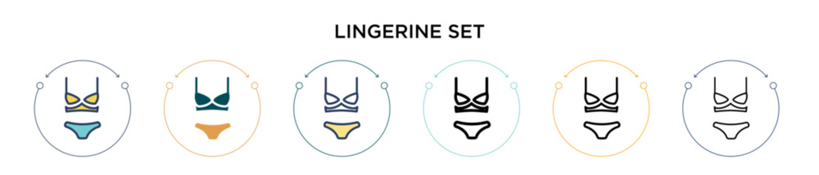 Lingerine set icon in filled, thin line, outline and stroke style. Vector illustration of two colored and black lingerine set vector icons designs can be used for mobile, ui, web