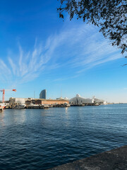 Naklejka premium Hamburg, Germany. Panoramic cityscape image of Hamburg skyline during sunset.