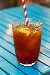 glass of Alcohol iced tea with rum