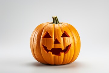 Pumpkin on a light white background. Halloween concept. Background with selective focus and copy space