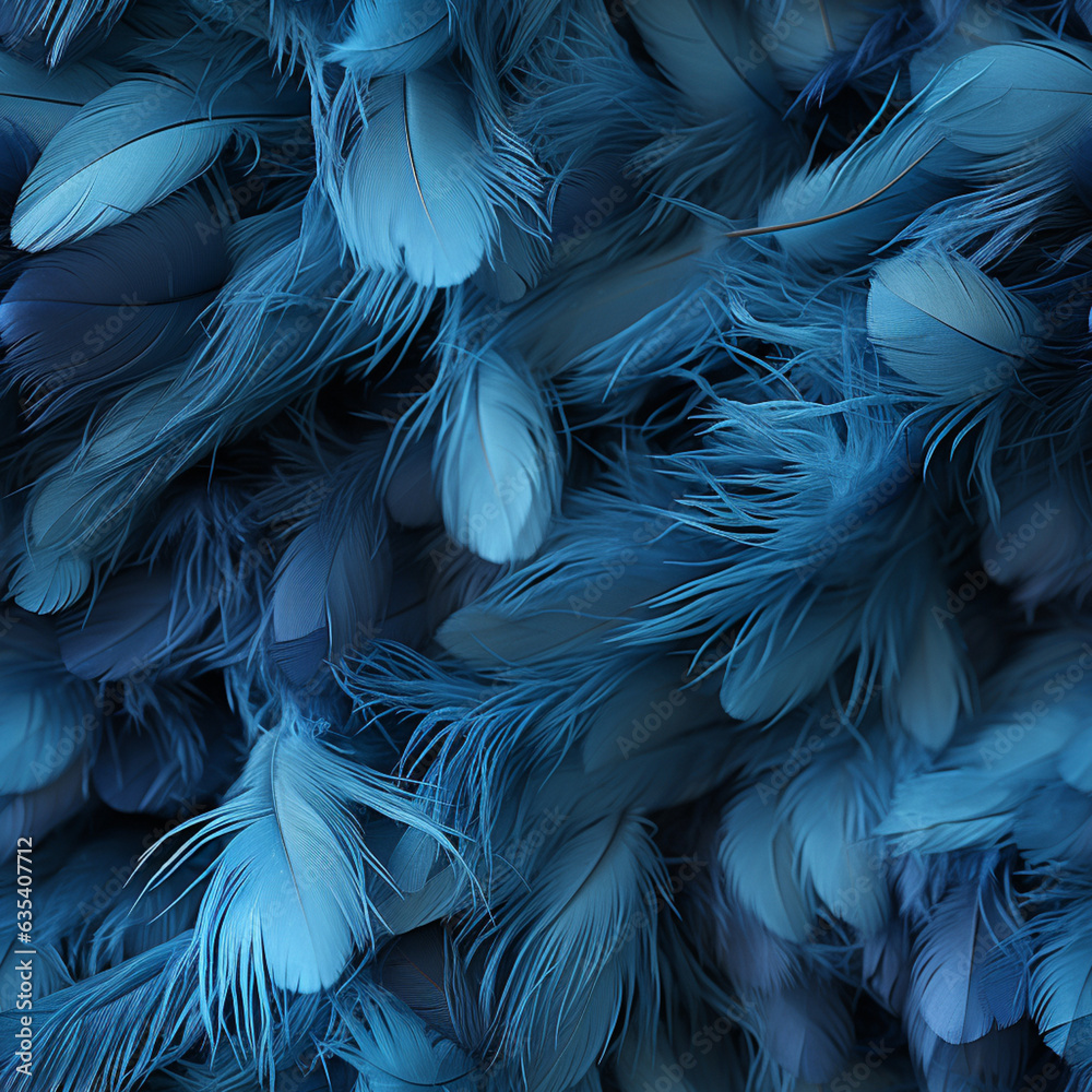 Aufkleber beautiful blue trends feather pattern texture background pattern for tiles. generative ai technology