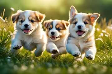 group of puppies.
Generative AI
