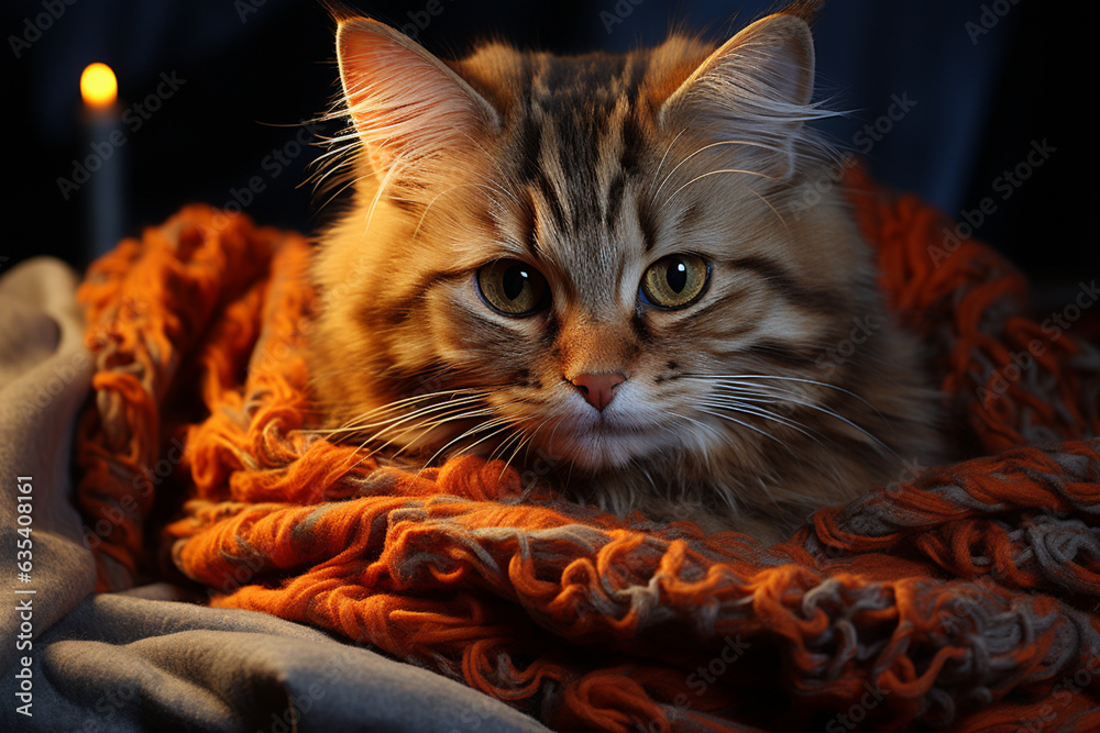 Aufkleber a tiger cat relaxing on a warm radiator. generative ai technology.