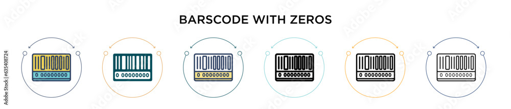 Poster barscode with zeros icon in filled, thin line, outline and stroke style. vector illustration of two 