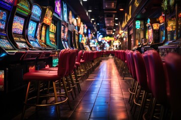 Capturing the vibrant atmosphere of a bustling casino - stock photo concepts