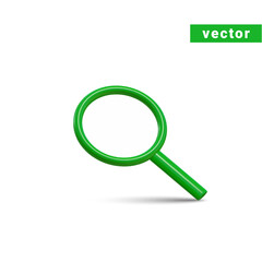 3d green magnifying glass icon 