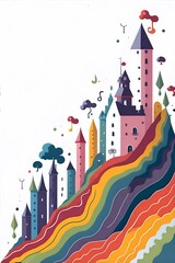 Magic castle cartoon. AI generated illustration