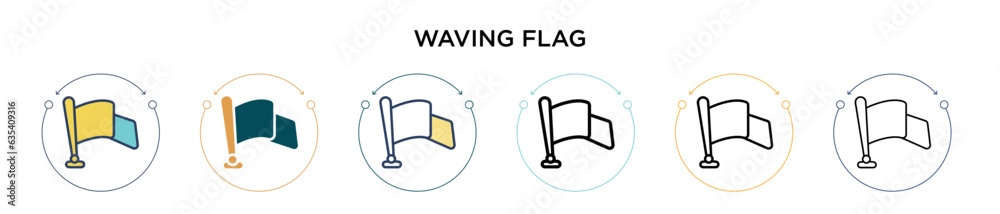 Wall mural waving flag icon in filled, thin line, outline and stroke style. vector illustration of two colored 