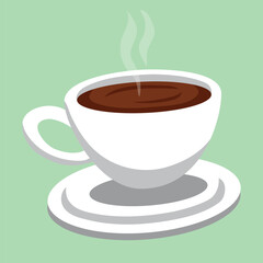 Coffee cup green background vector illustration