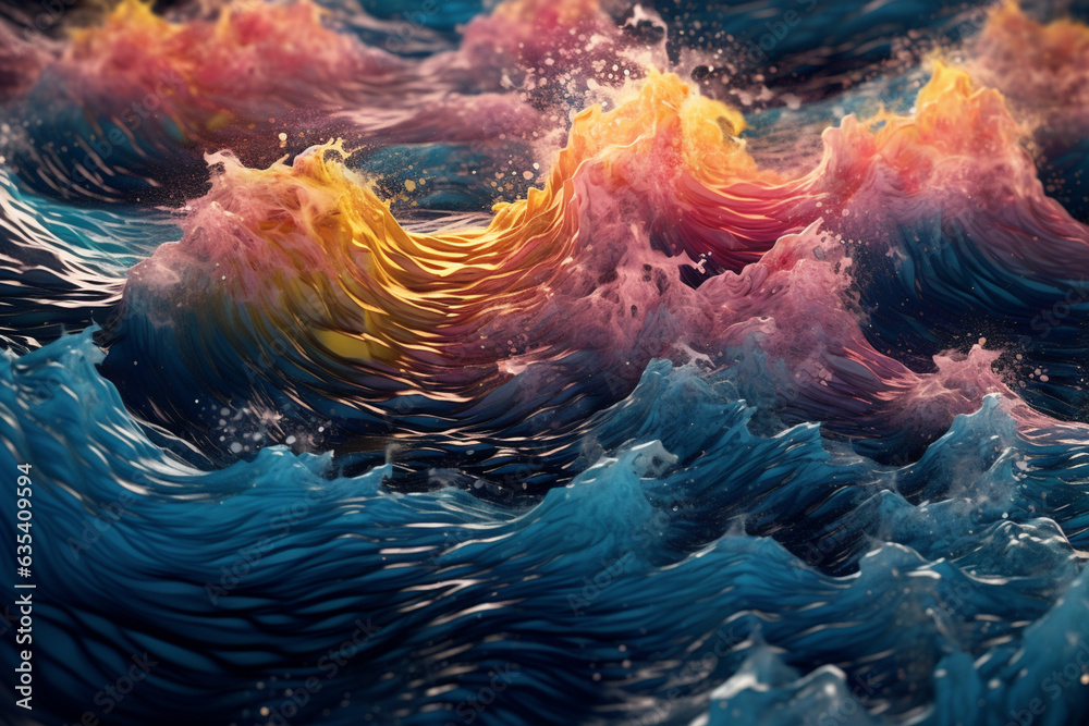 Aufkleber A complex pattern of interlocking waves and oceanic elements, evoking a sense of fluidity and movement. Generative AI technology.