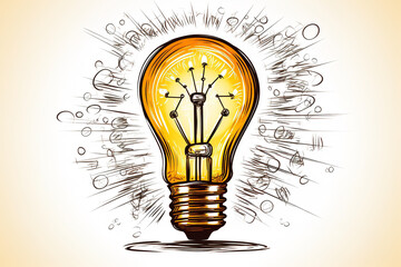  A radiant light bulb doodle on a whiteboard stands out, emblematic of an innovative idea or a sudden burst of inspiration