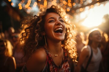 Dancing at an outdoor music festival or concert - stock photo concepts