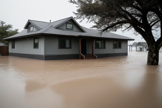 Flooded house in rural areas as a result of flooding