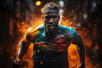 Fototapeta na wymiar Energetic Runner Runner in motion with vibrant background - stock photo concepts