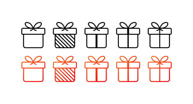 Gift boxes. Flat, color, gift icon, free drops. Vector icons