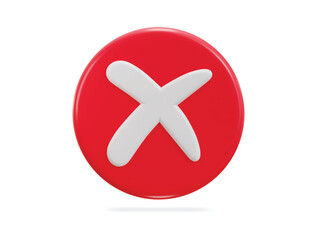 Obraz premium Cross icon, rejection symbol 3d vector icon