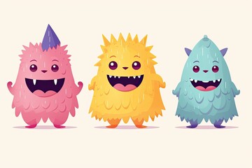 cute cartoon monsters with a smile