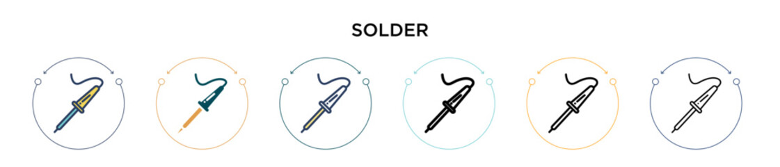Solder icon in filled, thin line, outline and stroke style. Vector illustration of two colored and black solder vector icons designs can be used for mobile, ui, web