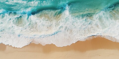 Beach from top view. Aerial view of paradise. Tranquil summer by clear blue sea