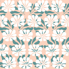 Set of hand drawn shapes and doodle design elements. White flowers elements and leaves, Retro 80's vector elements collection. Distort forms with patterns, risograph textures for fabric designs.