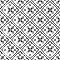 Vector pattern with symmetrical elements . Modern stylish abstract texture. Repeating geometric tiles from striped elements.Black and white pattern.