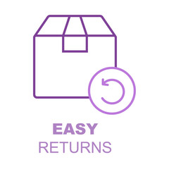Easy returns icon, simple returns symbol, Hassle-free returns emblem, convenient returns logo, Simple return process icon, user-friendly returns symbol, Effortless returns design, smooth returns logo.