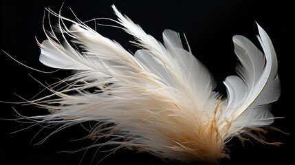 A white feather floating in the air. AI generated