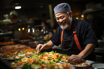 Trying out exotic cuisine at a celebrity chefs restaurant - stock photo concepts