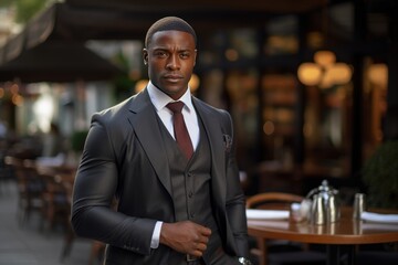 Fototapeta premium Portrait of successful elegant African American businessman. Very handsome and fashionable businessman.