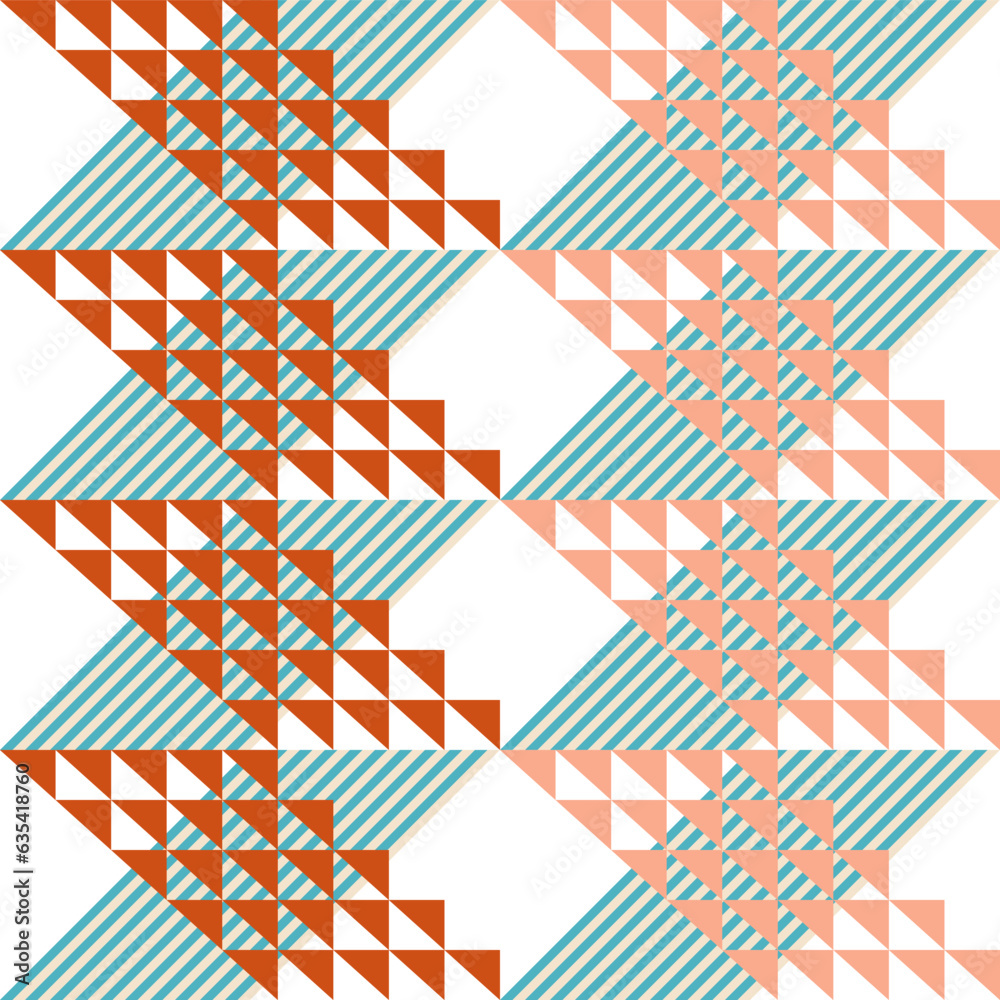 Poster Modern abstract geometric contemporary vector seamless diagonal pattern with simple elements and shapes. Graphic pastel colored minimalist background.