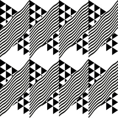 Modern abstract geometric contemporary vector seamless diagonal pattern with simple elements and shapes. Graphic black and white minimalist background.