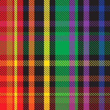 Rainbow plaid. Seamless tartan pattern. Cell. Suitable for fashion textiles and graphics, packaging. the Madras palette. 