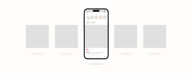 Vector Instagram post mockup social media template white background design with phone banner or poster vector file © InkSplash