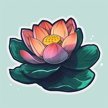 recommend clip art: Vector art of a lotus flower illustration stickers vivid color. Generative AI