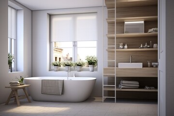 Obraz na płótnie Canvas Scandinavian interior design of modern bathroom