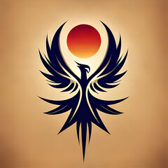 Phoenix logo- creative logo of mythological bird Fenix, a unique bird. Generative AI