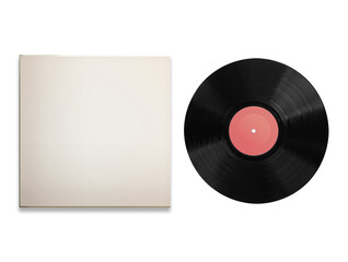 vinyl record isolated on white, music streaming service icon mockup
