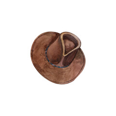 American cowboy hat, rodeo season,headdress.Watercolor illustration isolated on a white background