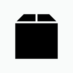3D Box Icon. Package within Glyph Style, Cube Symbol.