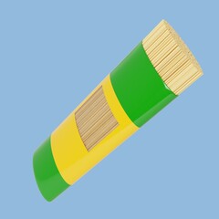 3D Spaghetti plastic package isolated on blue