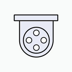 CCTV Icon. Observe, Observation Equipment. Surveillance Media Symbol.    