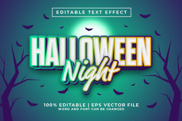Obraz premium Halloween Night 3d Editable Text Effect Cartoon Style Premium Vector