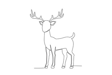 One line drawing of a Deer. Trendy continuous line vector design graphic illustration Vector Format
