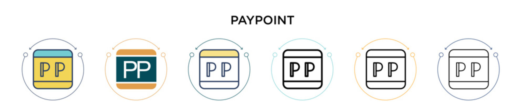 Paypoint icon in filled, thin line, outline and stroke style. Vector illustration of two colored and black paypoint vector icons designs can be used for mobile, ui, web