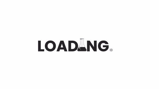 Robot head on coiled spring black and white loading text animation. Monochromatic 2D cartoon 4K video loader motion graphic. Robotics wait animation. Loading screen, ui design, animated uploader gif