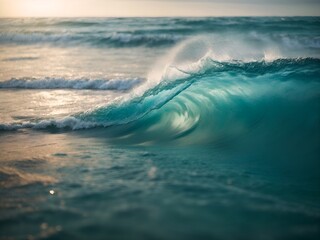 photoreal ocean wave background for web banner or backdrop.  AI generative.