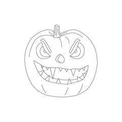 Halloween pumpkins, autumn holiday. A pumpkin with a carved smile. Line art.