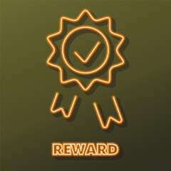 reward neon sign, modern glowing banner design, colorful modern design trends on black background. Vector illustration.