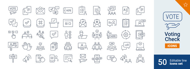 Obraz na płótnie Canvas Vote icons Pixel perfect. Candidates, form, checklist, ....