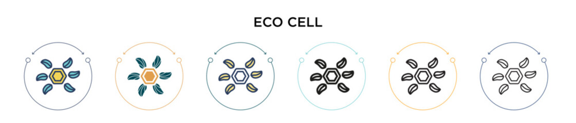 Eco cell icon in filled, thin line, outline and stroke style. Vector illustration of two colored and black eco cell vector icons designs can be used for mobile, ui, web